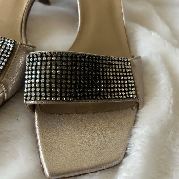 Stuart Weitzman Kitten Heel Slides Womens 6.5 Silver Rhinestones Italy VTG - Picture 3 of 9